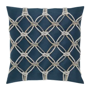 20" Square Elaine Smith Pillow  Indigo Rope