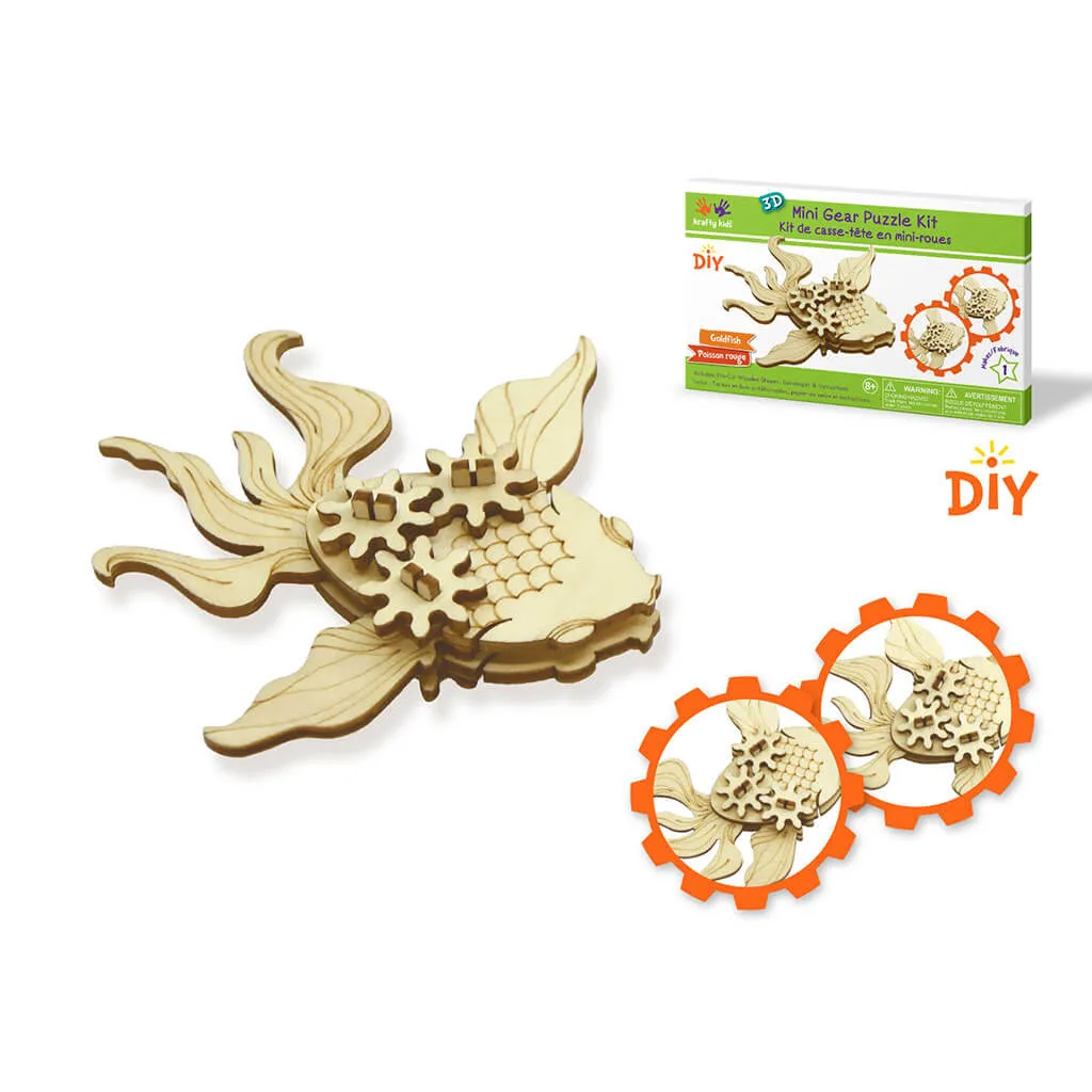 3D Mini Mechanical Gear Wood Puzzle, Goldfish