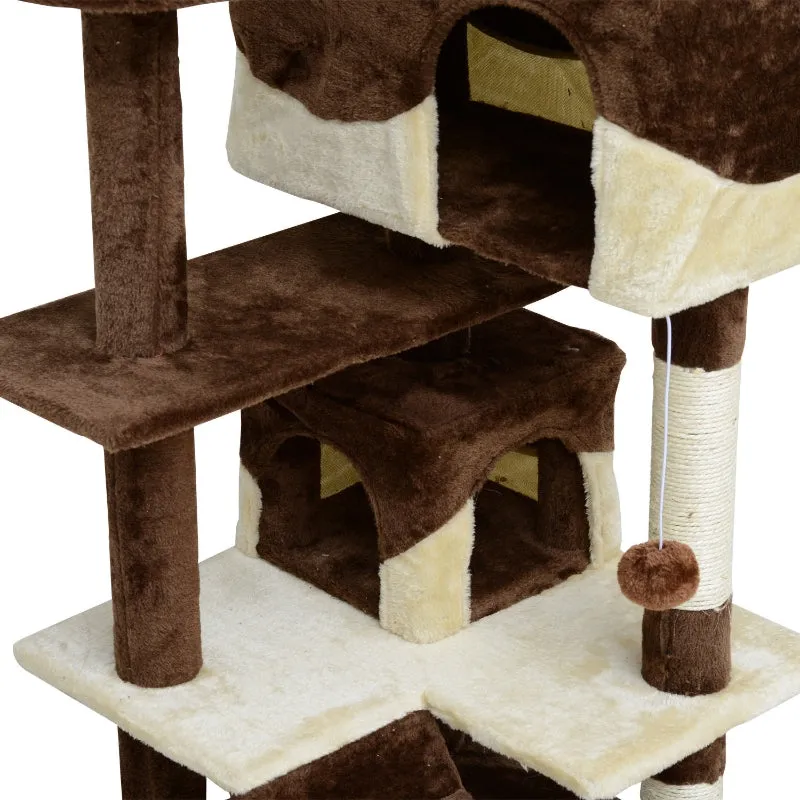 52" Multilevel Cat Tree Condo with Activity Centre - Brown & Beige