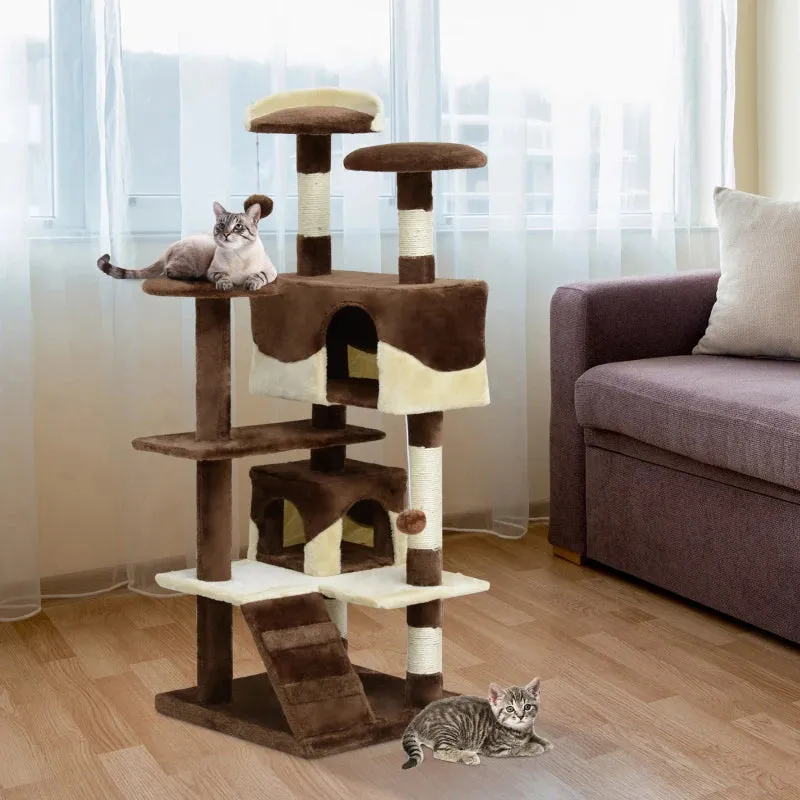 52" Multilevel Cat Tree Condo with Activity Centre - Brown & Beige