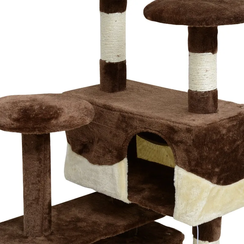 52" Multilevel Cat Tree Condo with Activity Centre - Brown & Beige