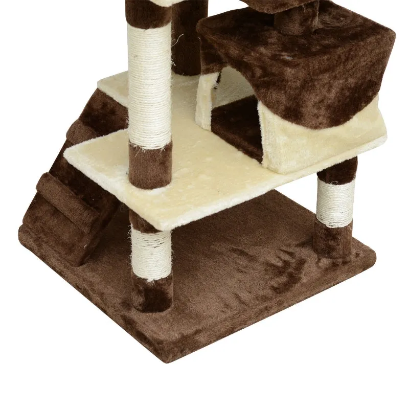 52" Multilevel Cat Tree Condo with Activity Centre - Brown & Beige