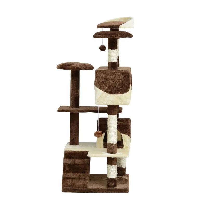 52" Multilevel Cat Tree Condo with Activity Centre - Brown & Beige