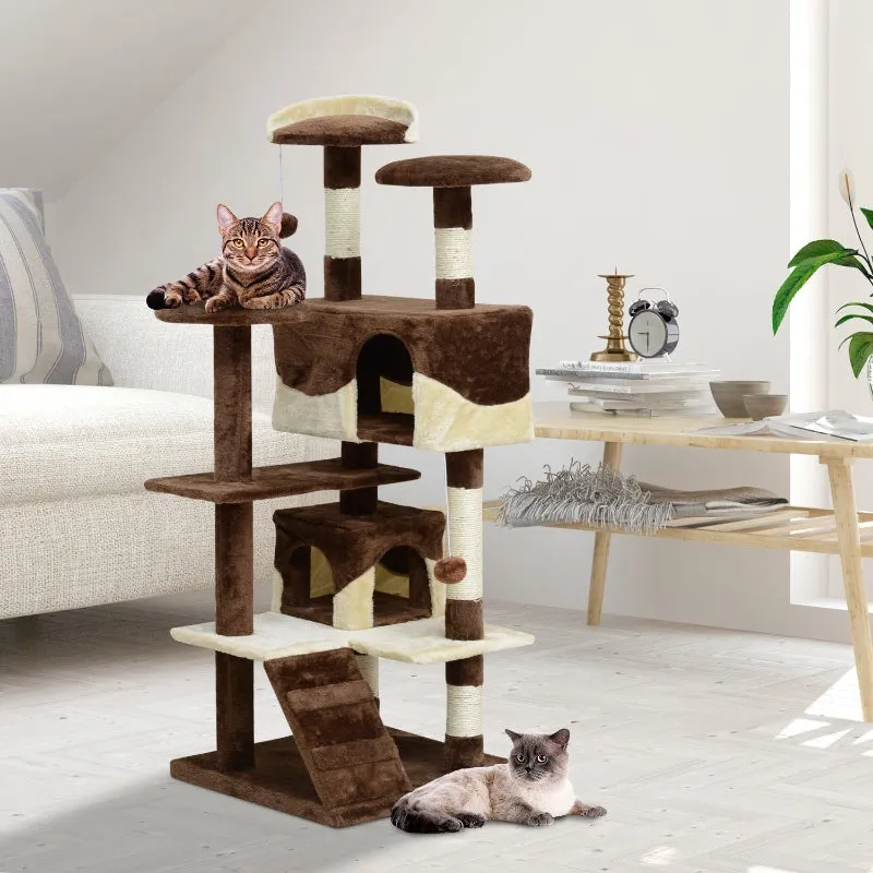 52" Multilevel Cat Tree Condo with Activity Centre - Brown & Beige