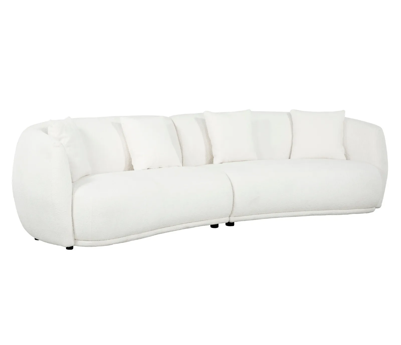 Alba Curve 4 Seater Sofa - Ivory Boucle Fabric