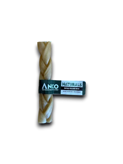 Anco Naturals Buffalo Collagen Braid Medium Dog Chew