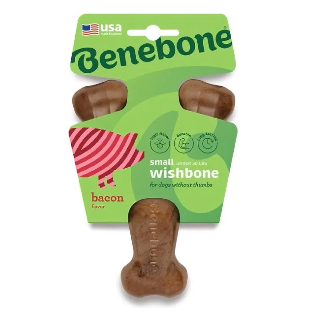 Benebone Bacon Flavor Wishbone Durable Chew Toy for Dogs