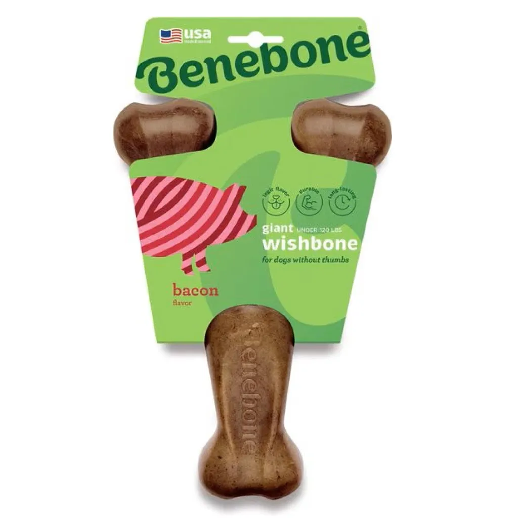 Benebone Bacon Flavor Wishbone Durable Chew Toy for Dogs