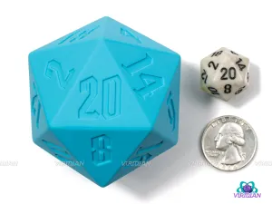 Big Blue (Silicone) | Light Sky Blue, 55mm Rubber Silicone, Bouncy | Giant D20 Die (1)