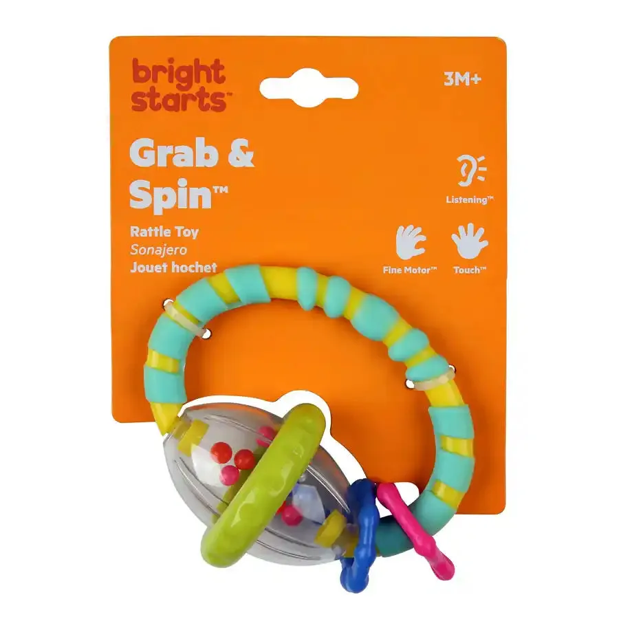 Bright Starts Grab & Spin Rattle and Teether Toy