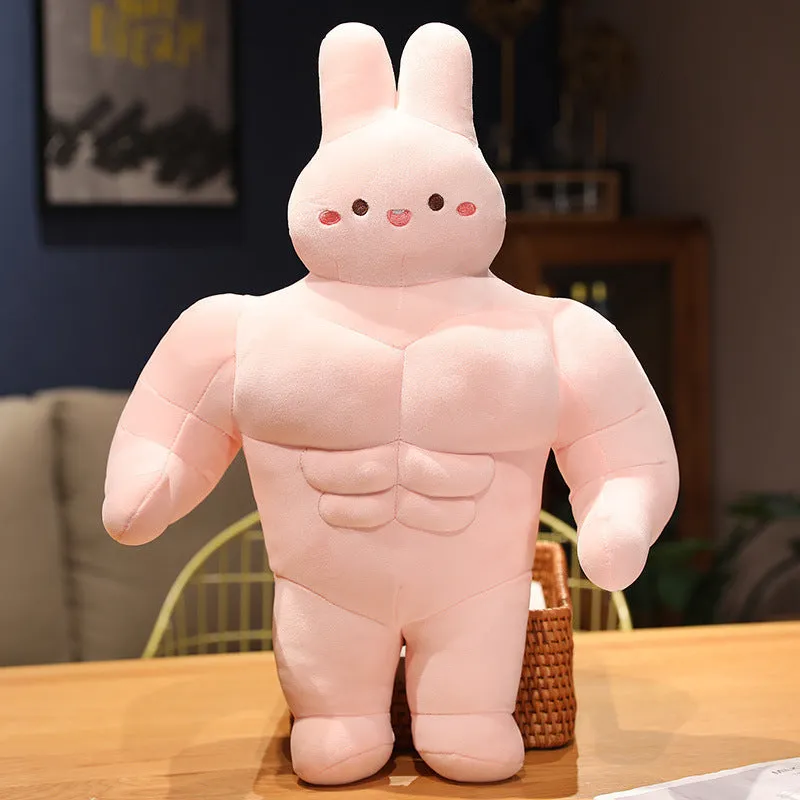 Buffed Up Muscluar Stuffed Bunny Plushie