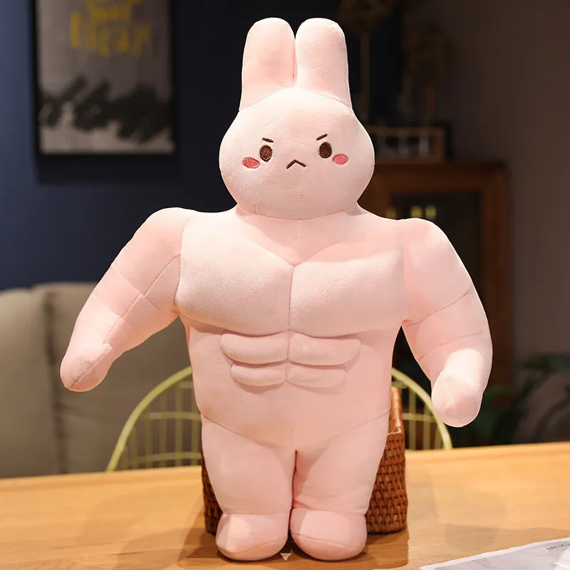 Buffed Up Muscluar Stuffed Bunny Plushie