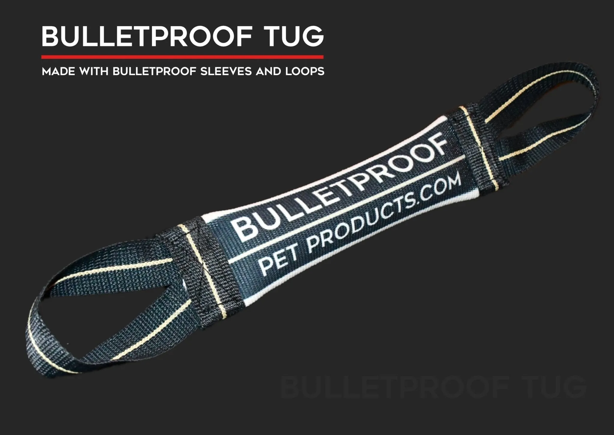 Bulletproof Aramid Fire Hose Training Tug 12-24" on white fire hose