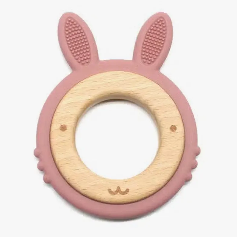 Bunny Teether in Silicone & Beech Wood - Six Natural Colours