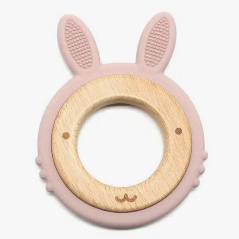 Bunny Teether in Silicone & Beech Wood - Six Natural Colours