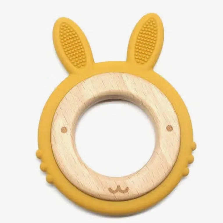 Bunny Teether in Silicone & Beech Wood - Six Natural Colours