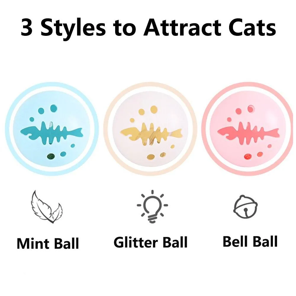 Cat Interactive Rolling Glowing Bell Ball (3PCs)