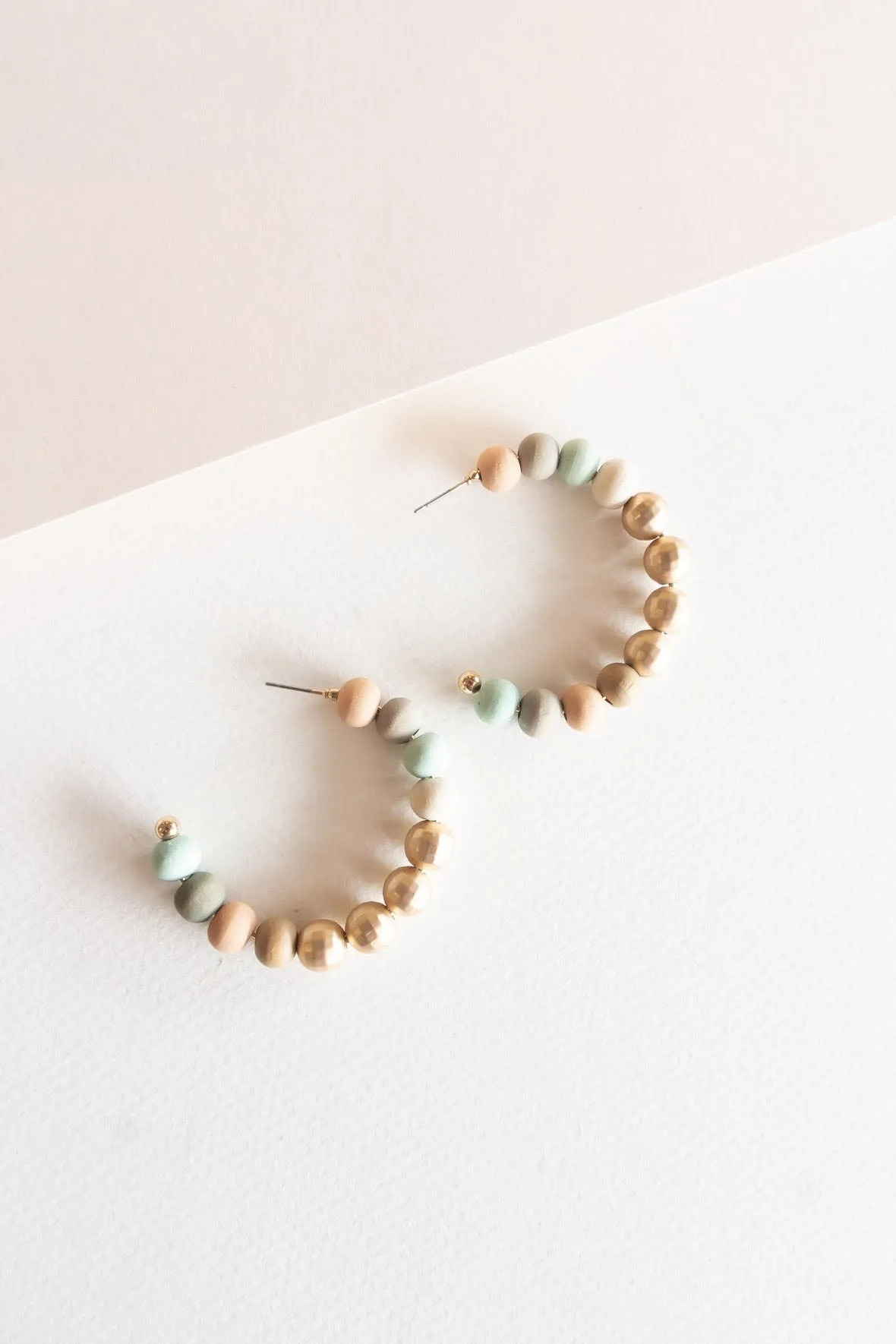 Celeste Pastel Clay Bead Hoops | Gold Disco Beaded Earring