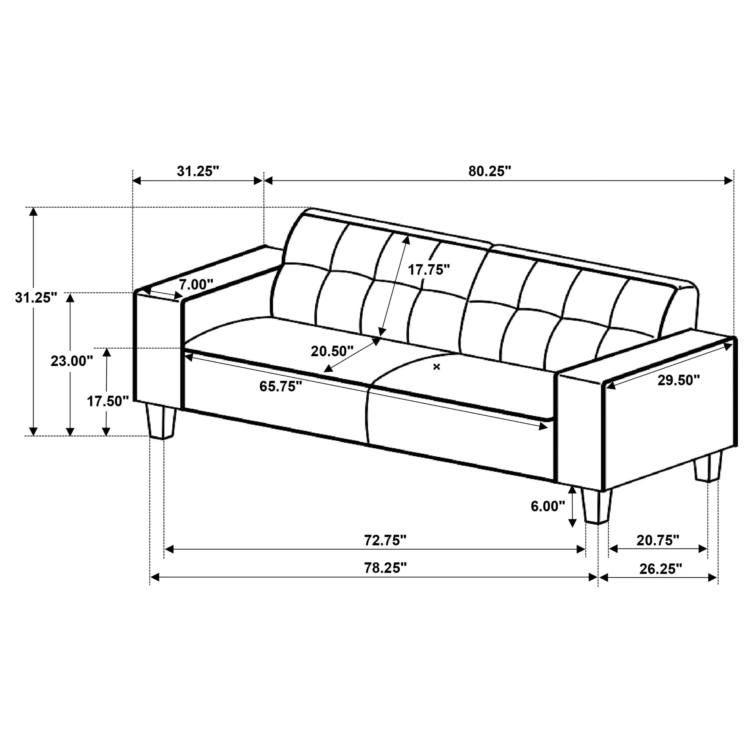 Deerhurst Upholstered Tufted Track Arm Sofa Beige