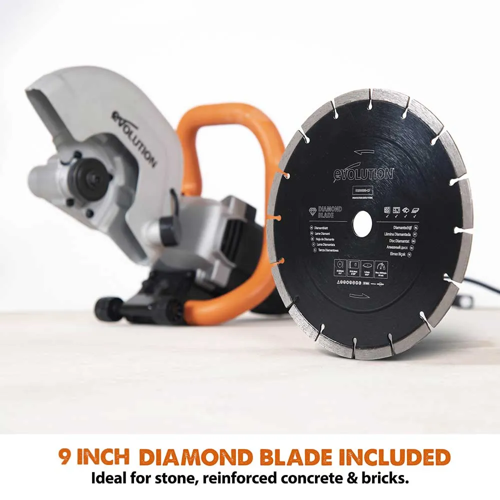 Evolution R230DCT | 9 in. | Electric Concrete Cut-Off Saw | Disc Cutter | Diamond Blade Included