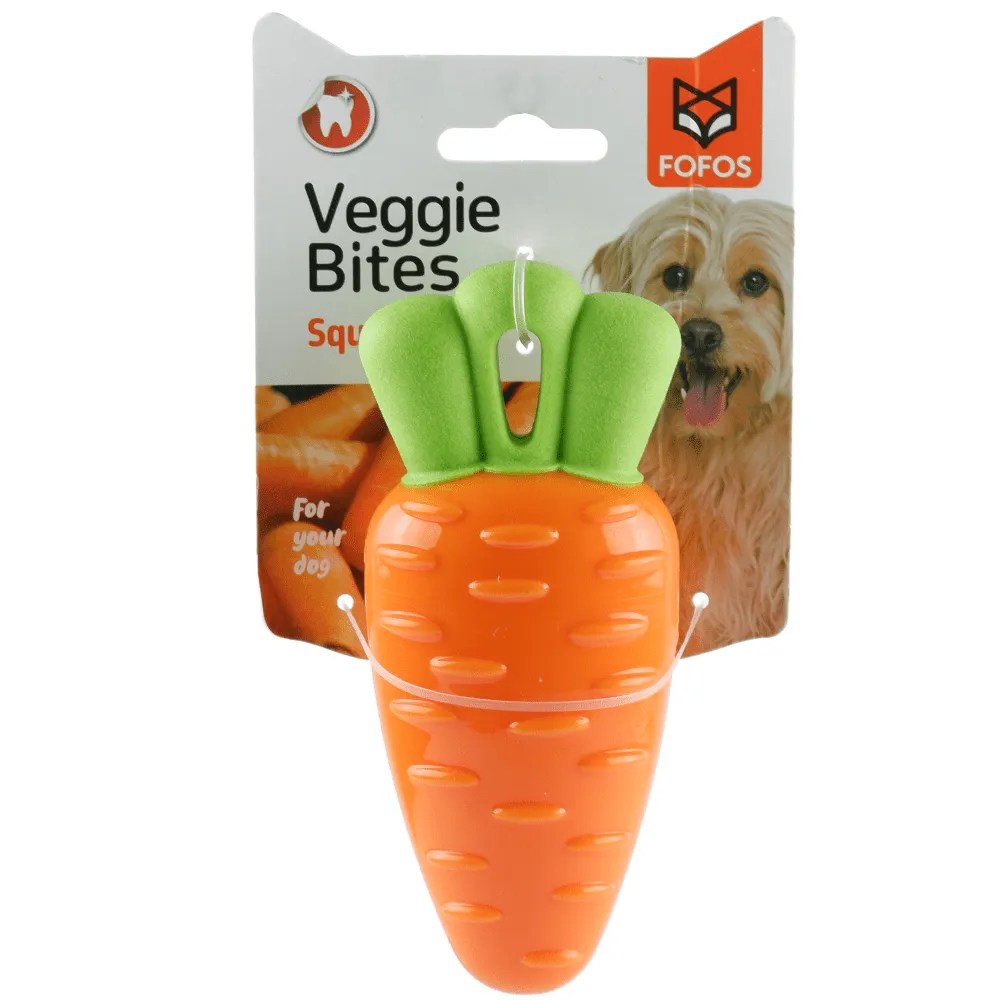 Fofos Vegi Bites Carrot Squeaky Toy for Dogs | For Medium Chewers