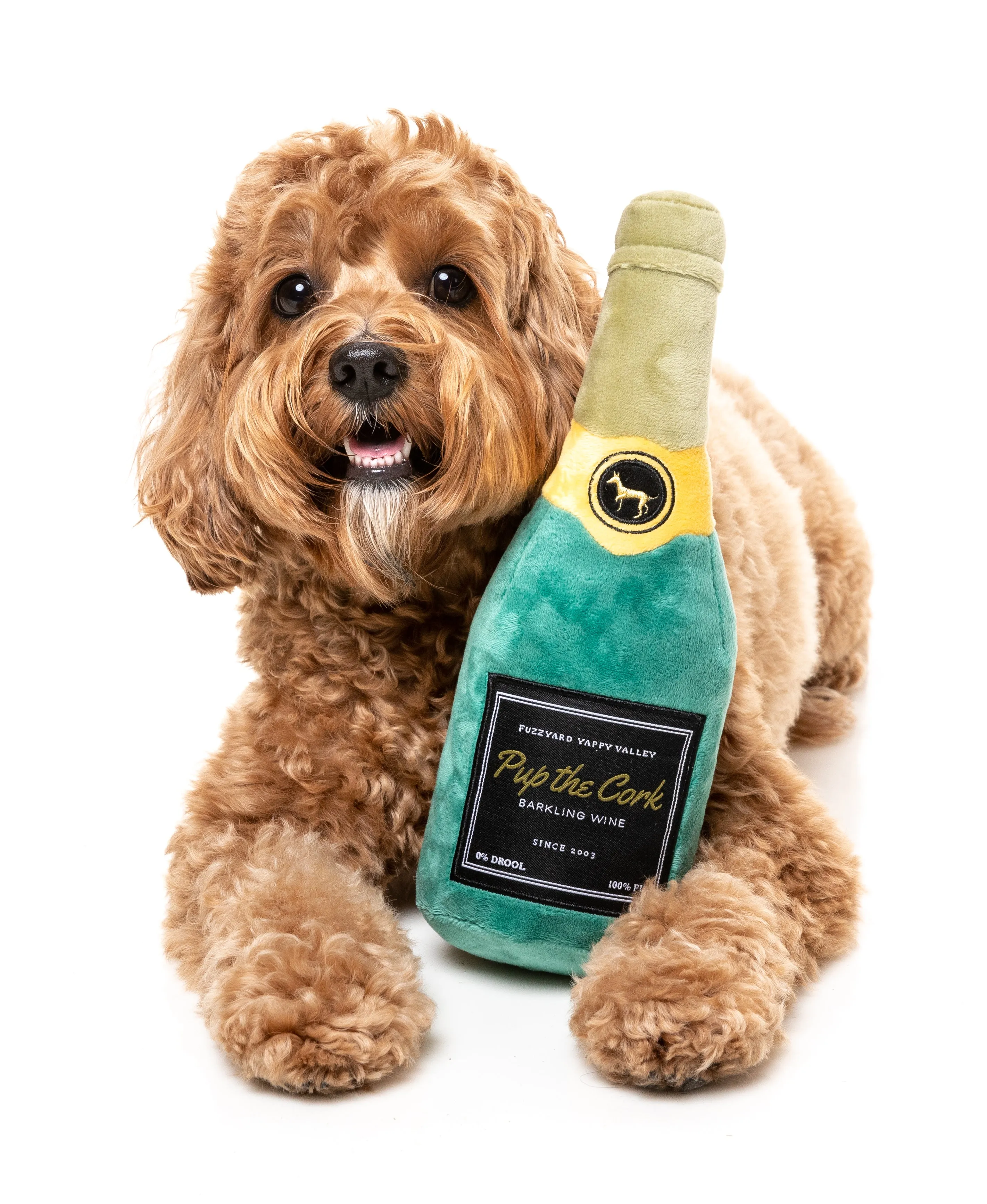 FuzzYard Squeaky Booze Plush Dog Toy (Pup The Cork Sparkling Wine)