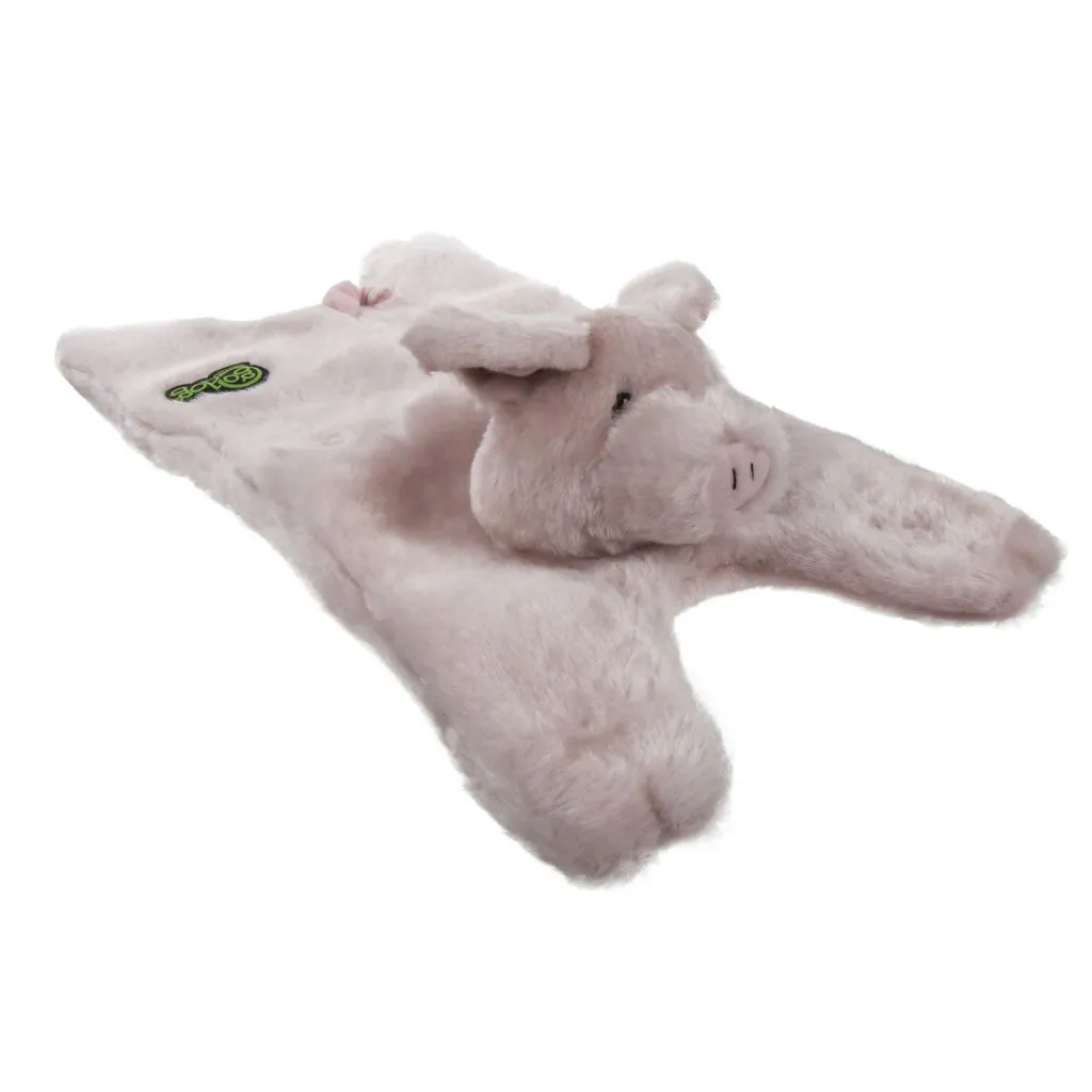 GoDog Barnyard Flats Pig Durable Squeaky Plush Dog Toy, Large