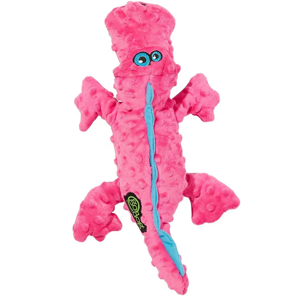 GoDog Pink Gator Chew Guard Squeaky Plush Dog Toy, Large