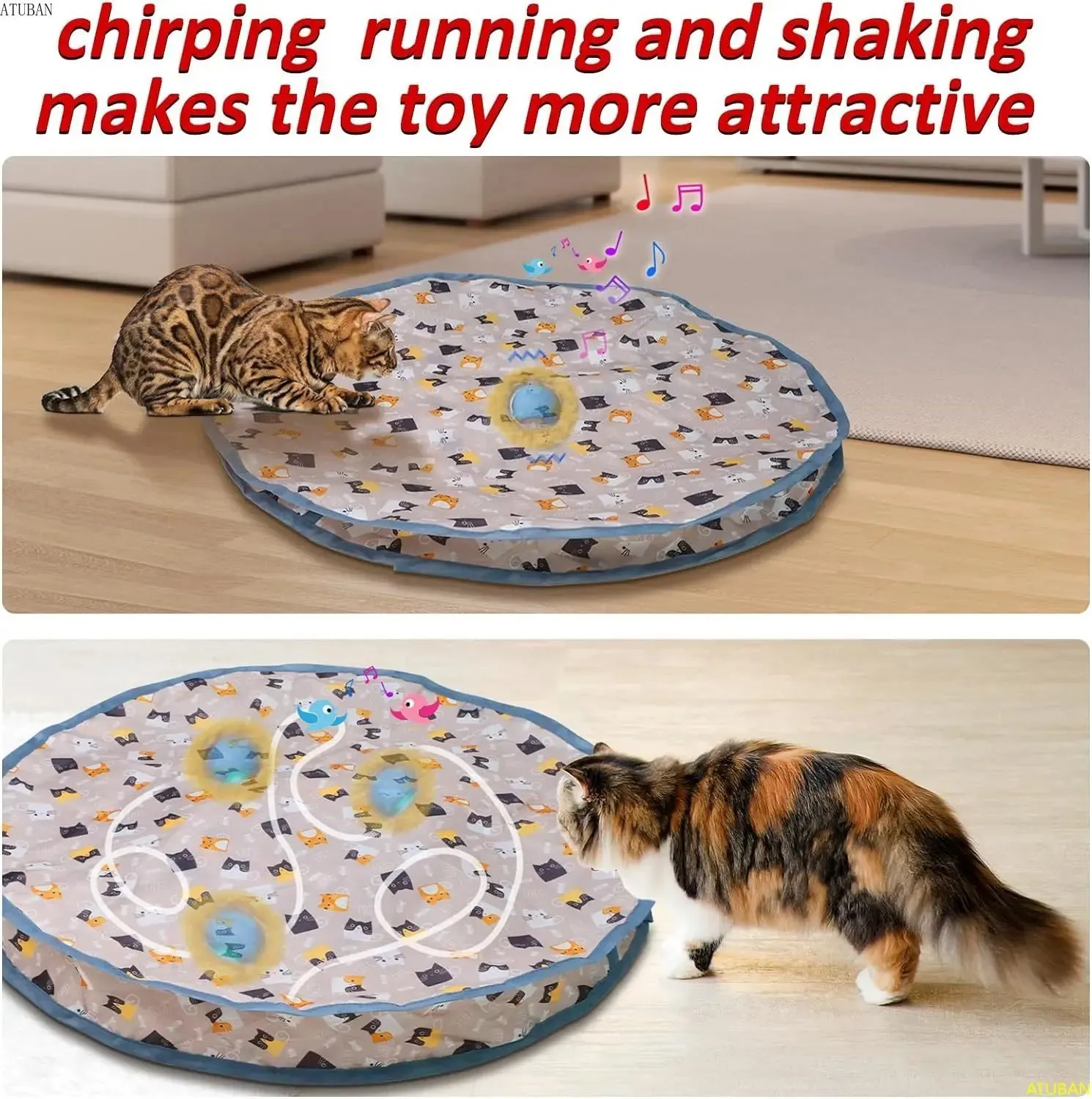 Interactive Electric Cat Toy with Motion Activation and Chirping Features