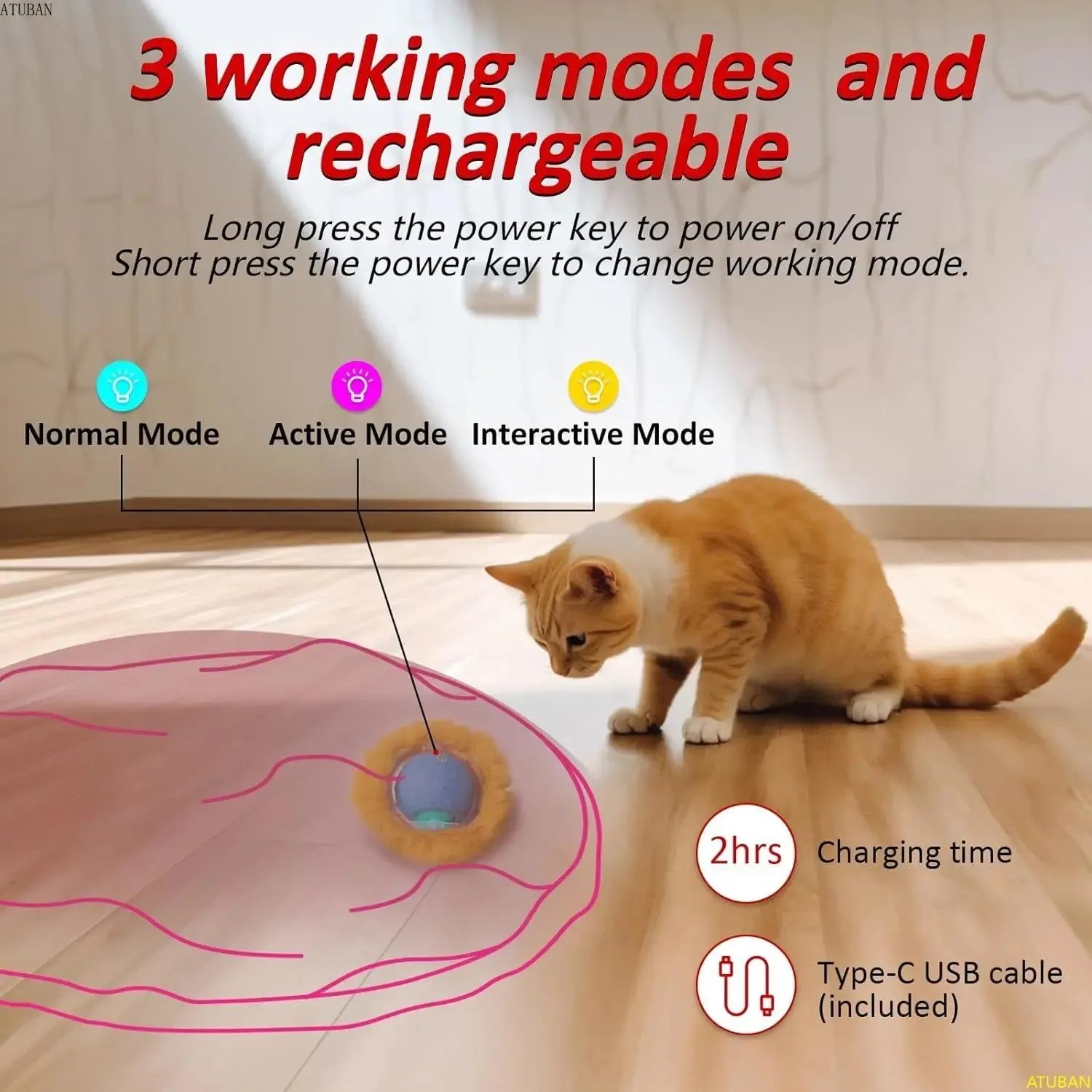 Interactive Electric Cat Toy with Motion Activation and Chirping Features