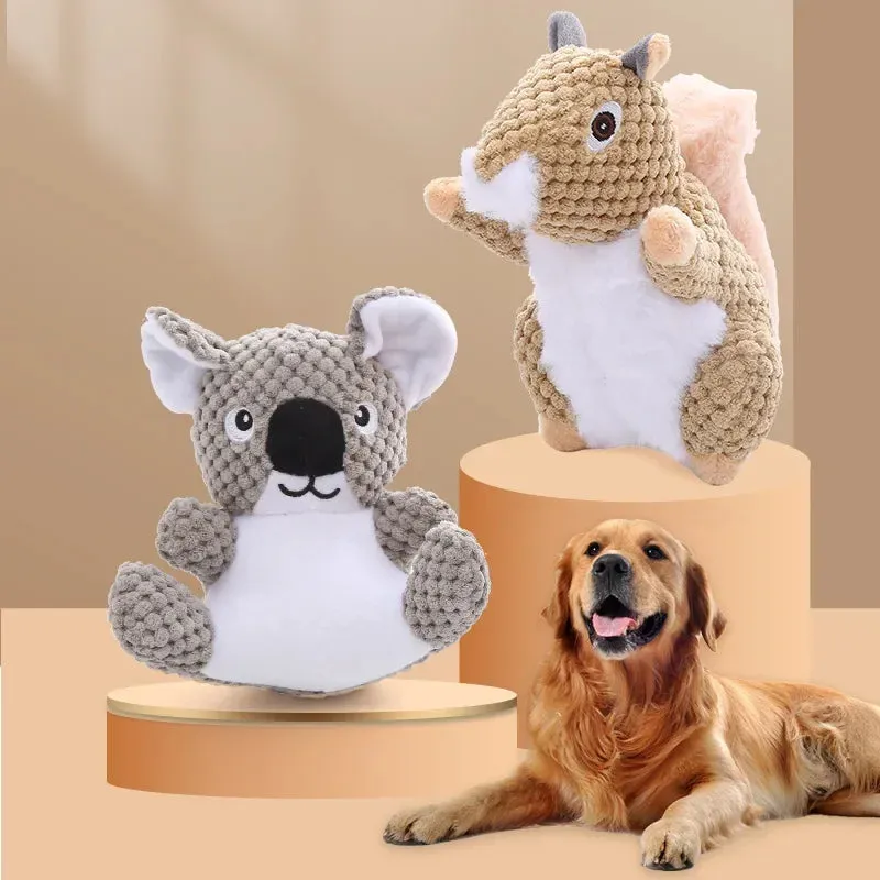 Interactive Koala & Squirrel Plush Dog Toys