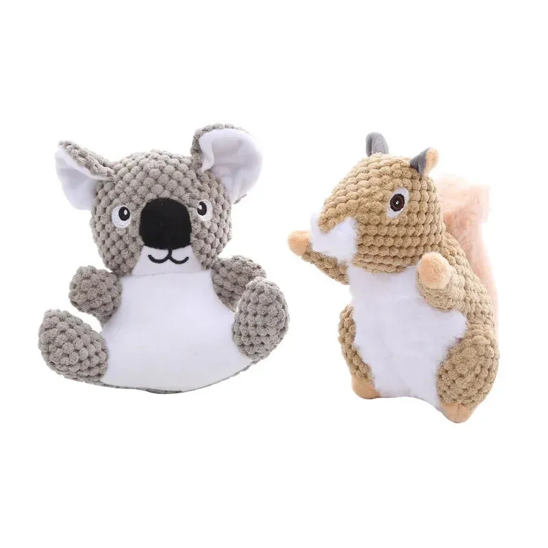 Interactive Koala & Squirrel Plush Dog Toys