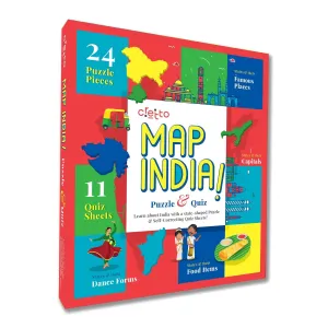 Map India Puzzle with 11 Self Mastery Interactive Quiz Sheets