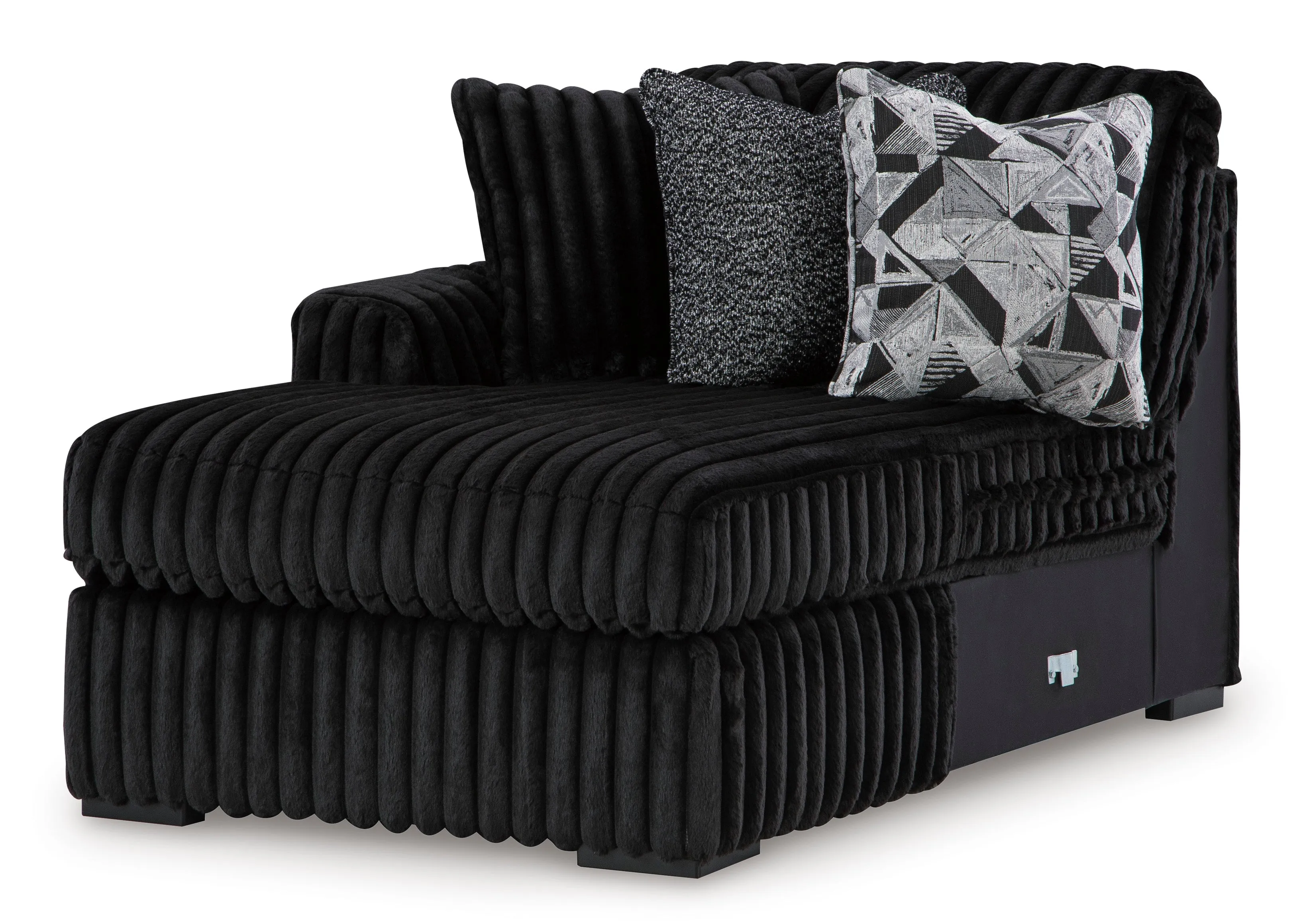 Midnight-Madness 3-Piece Sectional with Ottoman in Onyx