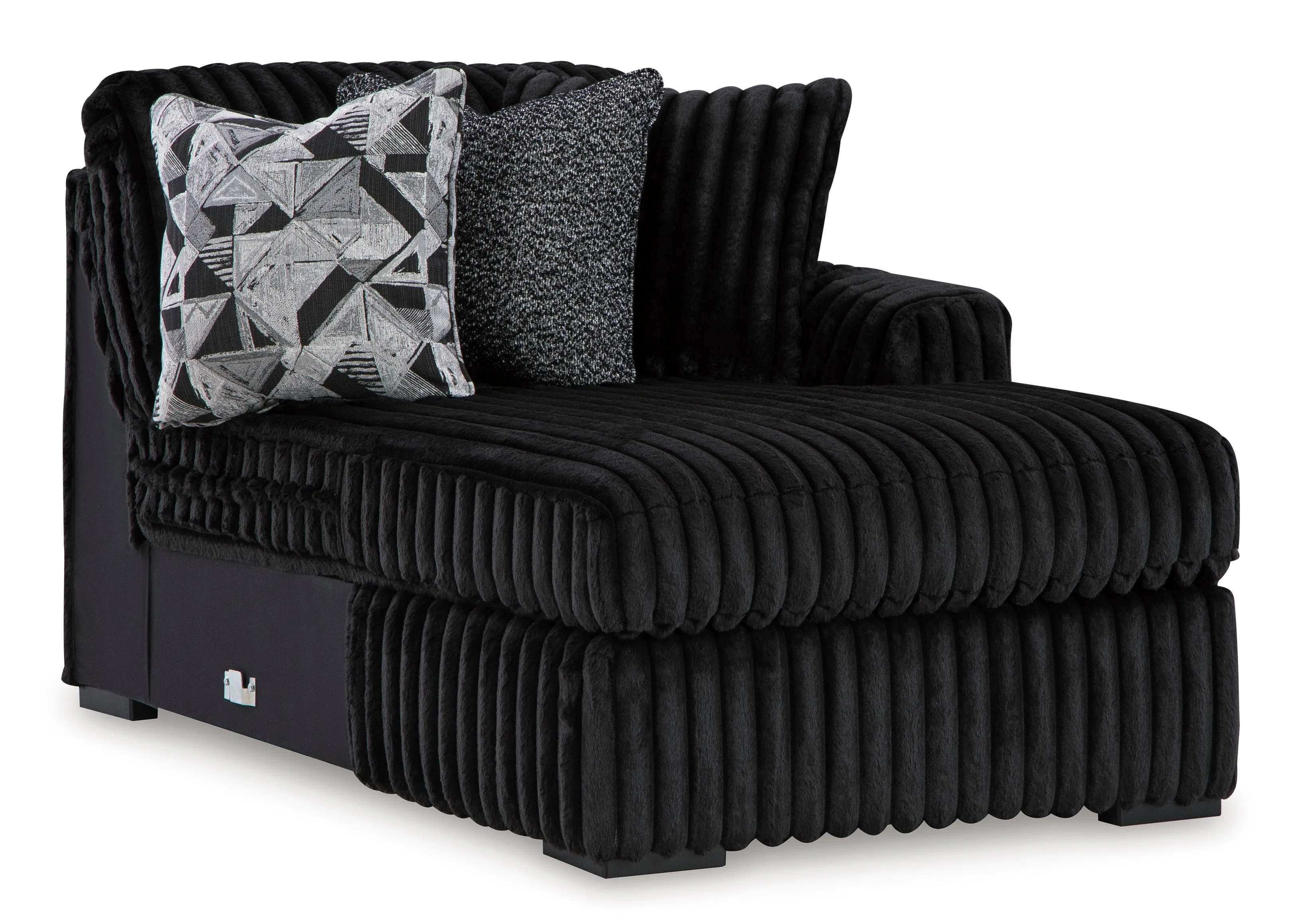 Midnight-Madness 3-Piece Sectional with Ottoman in Onyx