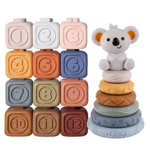 Montessori Soft Silicone Stacking & Teething Blocks