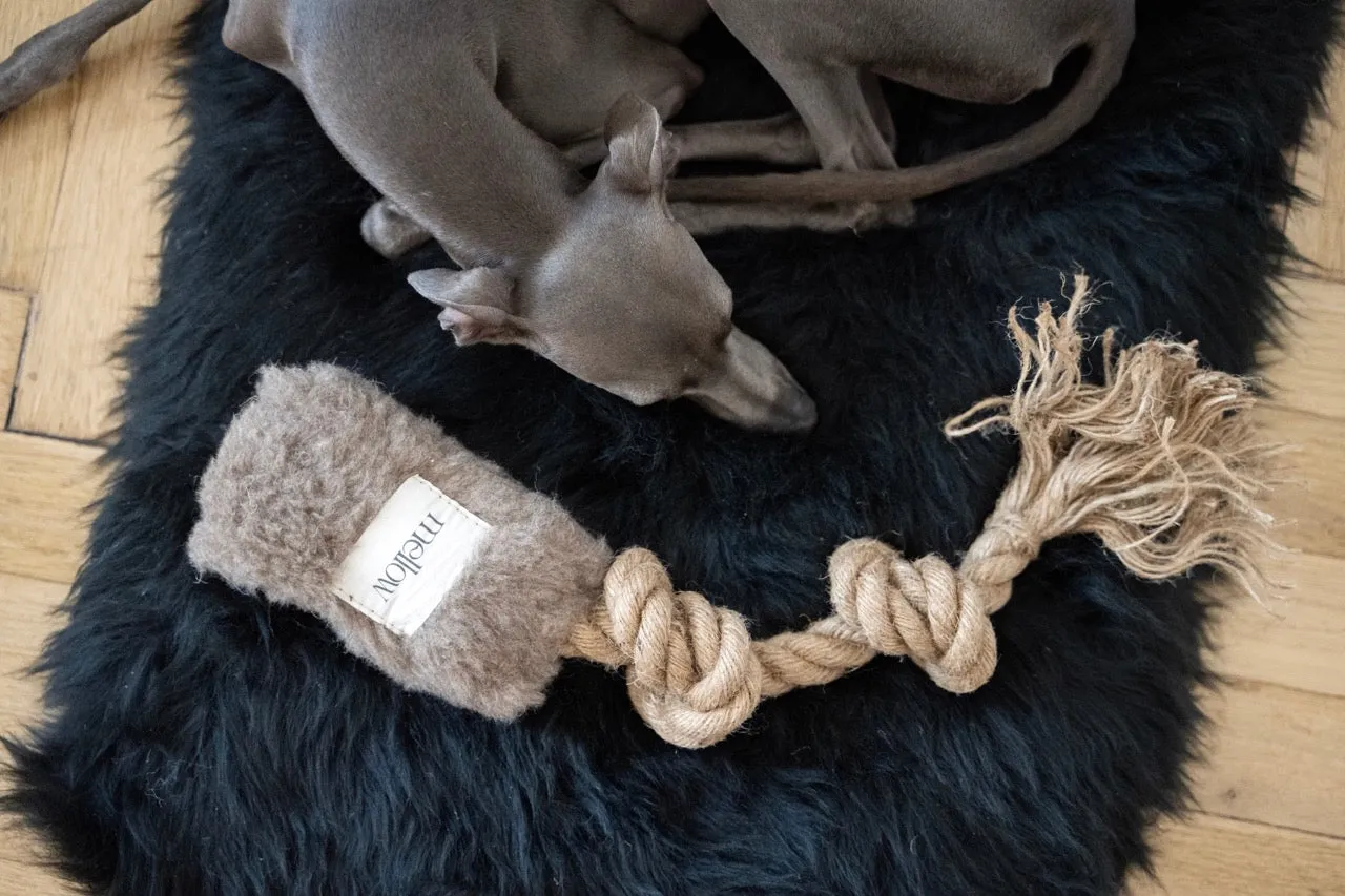 Natural Woolen Dog Tug Toy - Beige