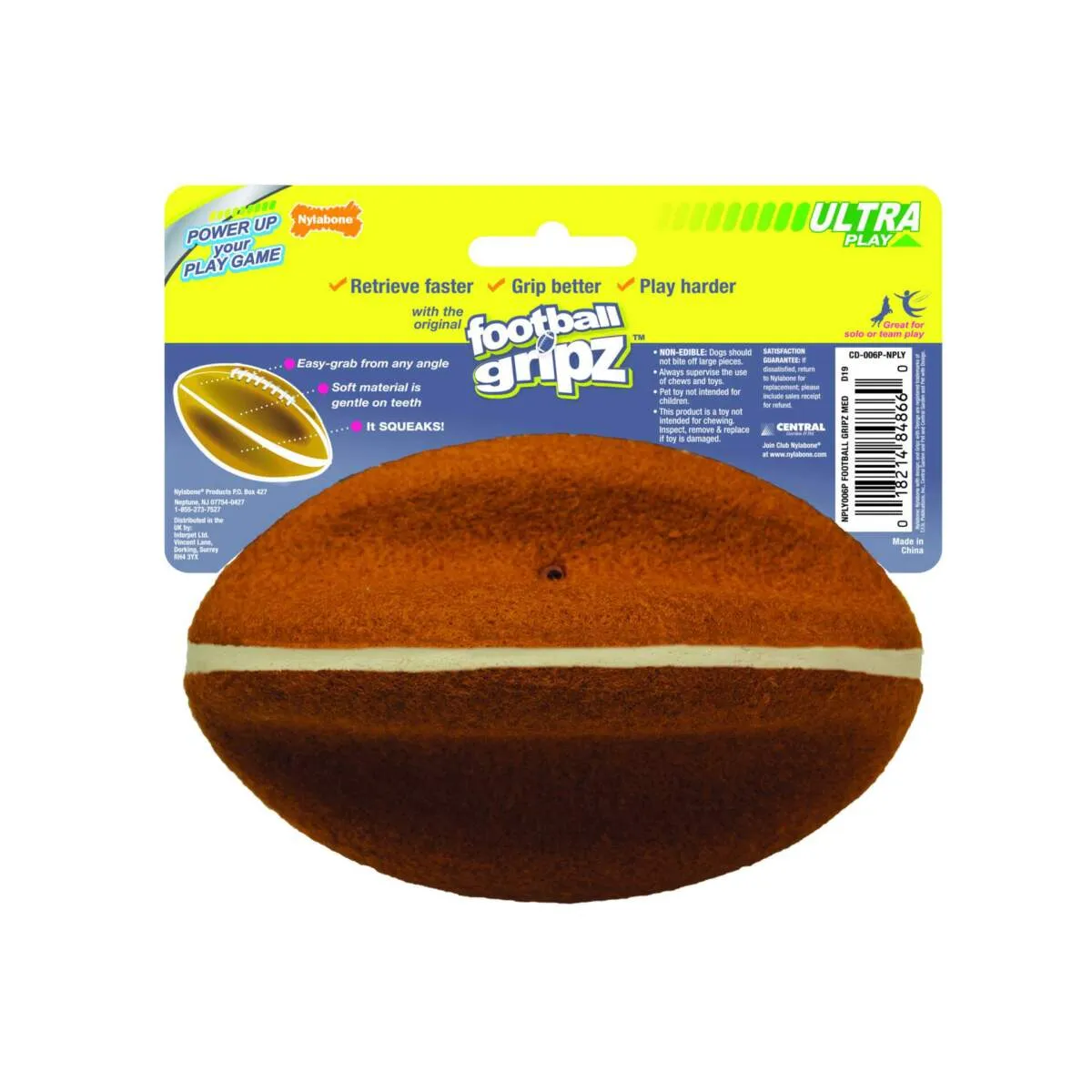 Nylabone Power Play Football Gripz Dog Toy