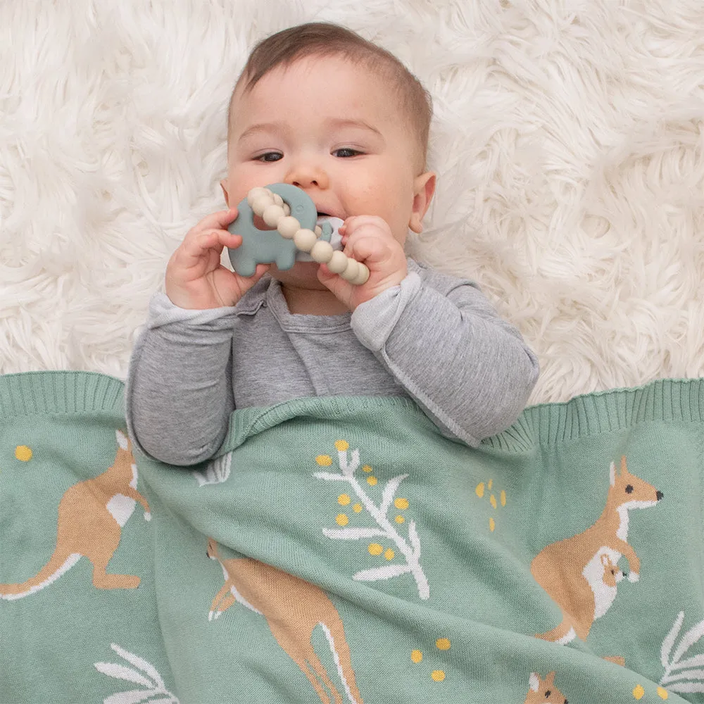 Playground by Living Textiles | Silicone Elephant Teether - Sage