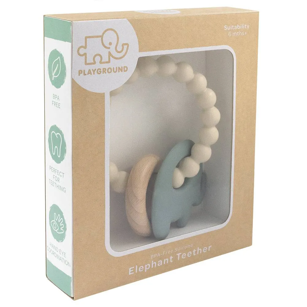 Playground by Living Textiles | Silicone Elephant Teether - Sage