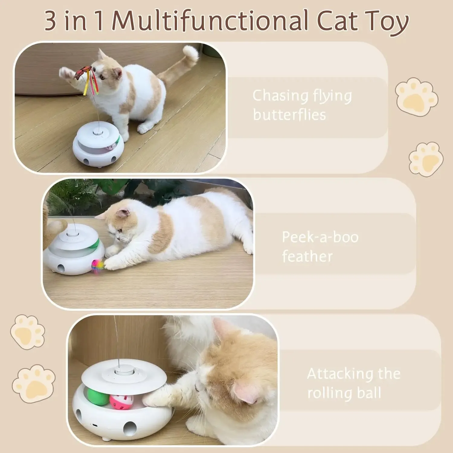 Rechargeable 3-in-1 Interactive Cat Toy