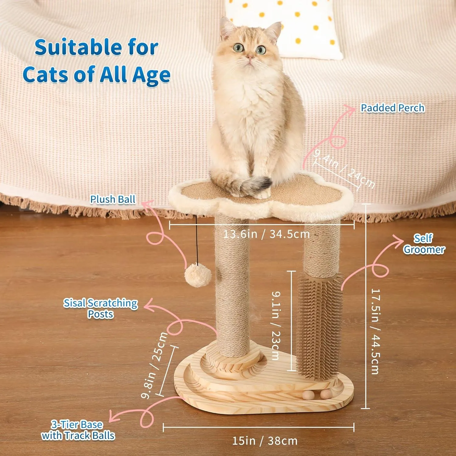 Scratch Post Interactive Toy with Dangling Ball