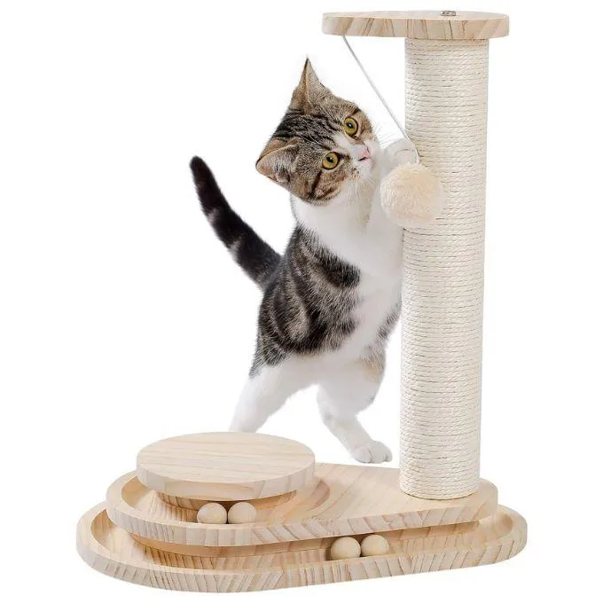 Scratch Post Interactive Toy with Dangling Ball