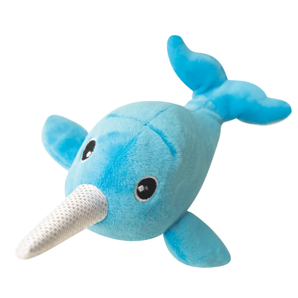 Snugarooz Baby Nikki the Narwhal Crinkle & Squeaker Plush Dog Toy (7")