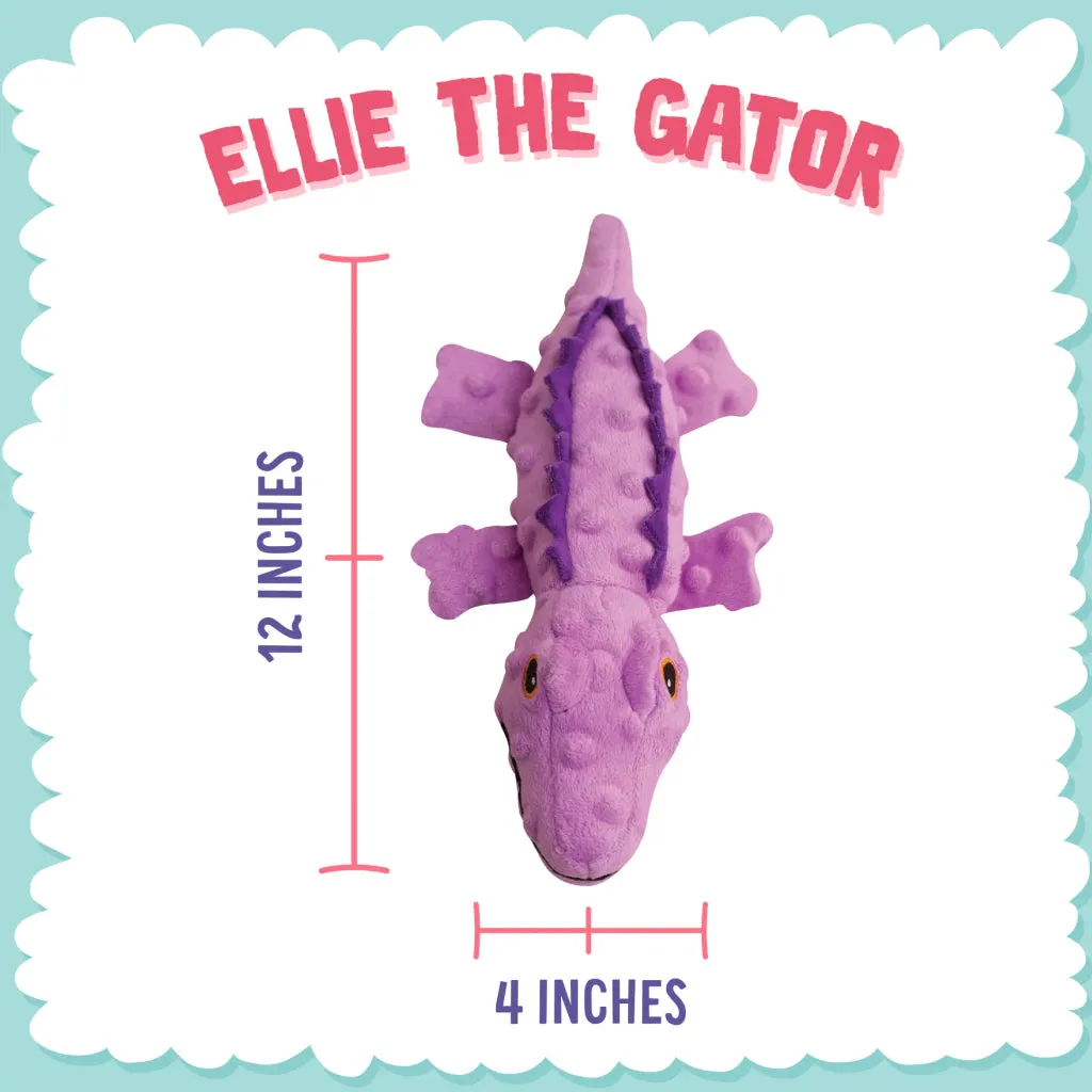 Snugarooz Ellie the Gator Purple Crinkle & Squeak Plush Dog Toy - (12")