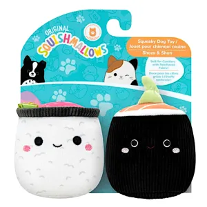 Squishmallows Squeaky Plush Dog Toys Shozo & Shun