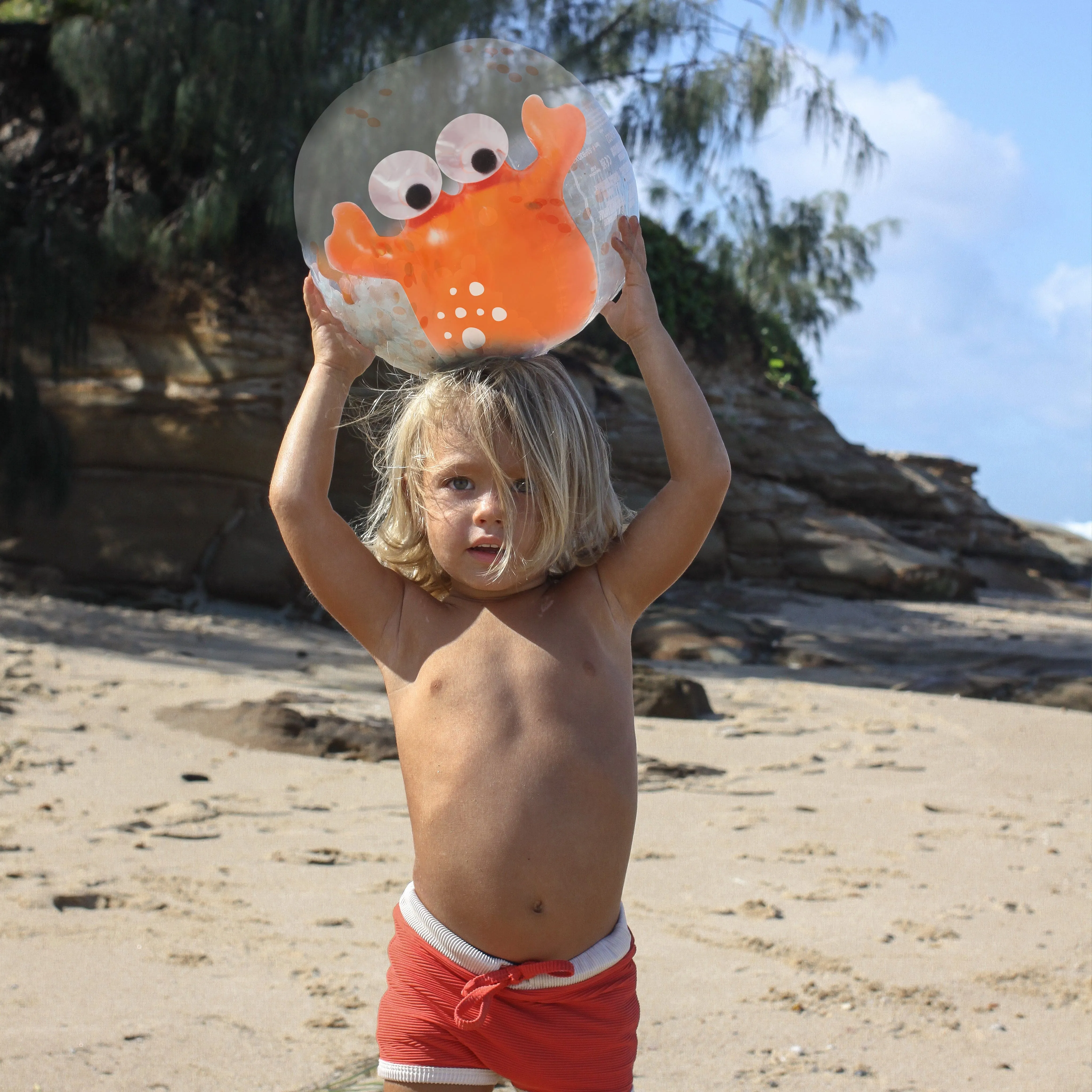 Sunnylife Kids Sonny The Sea Creature 3D Inflatable Beach Ball in Orange