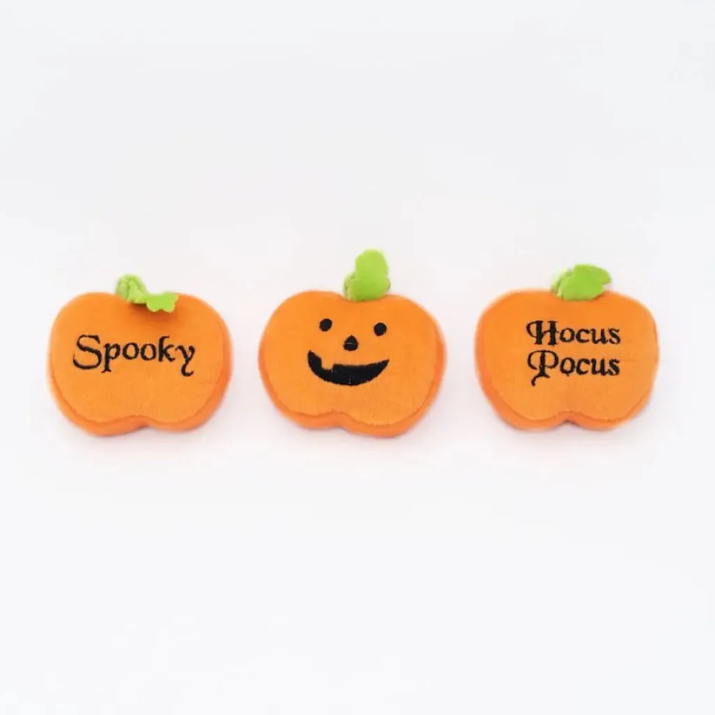 Zippypaws Halloween Miniz Pumpkins Squeaker Plush Toy For Dogs (3 pack)